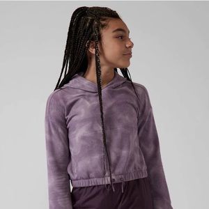 Athleta Girl In Your Zone Crop Silver Linings Purple Hoodie Pullover Sweatshirt